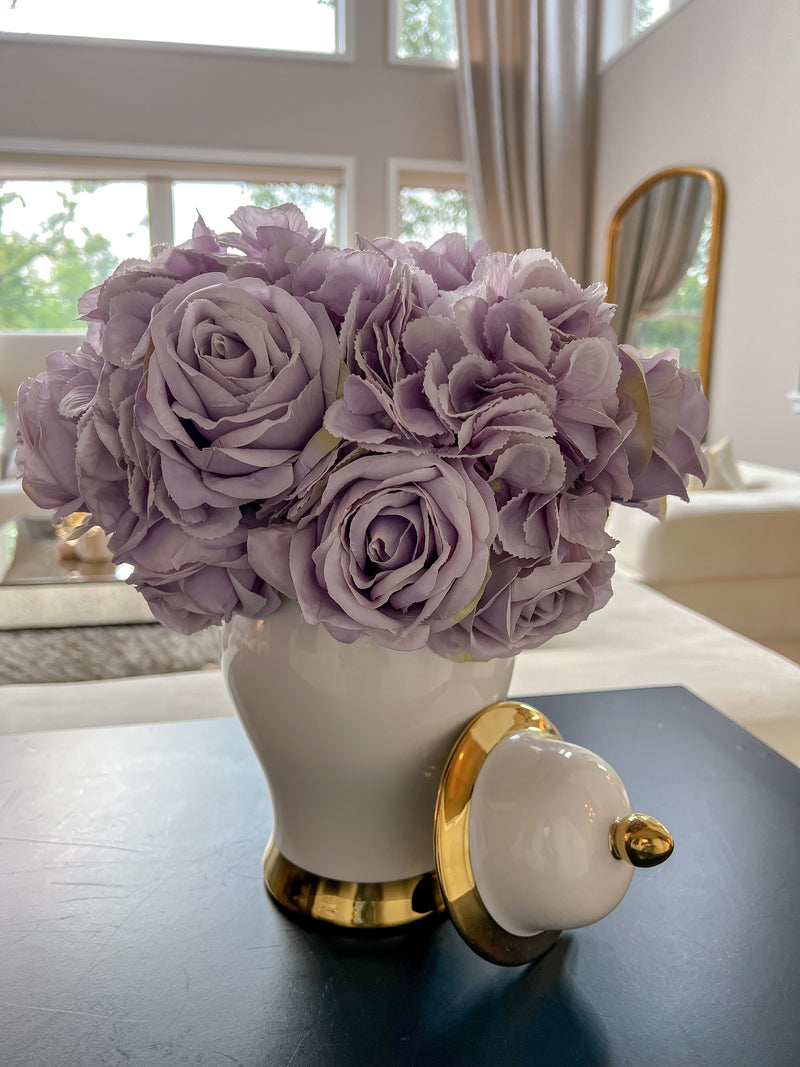 12" Lavender Rose/Hydrangea Bouquet