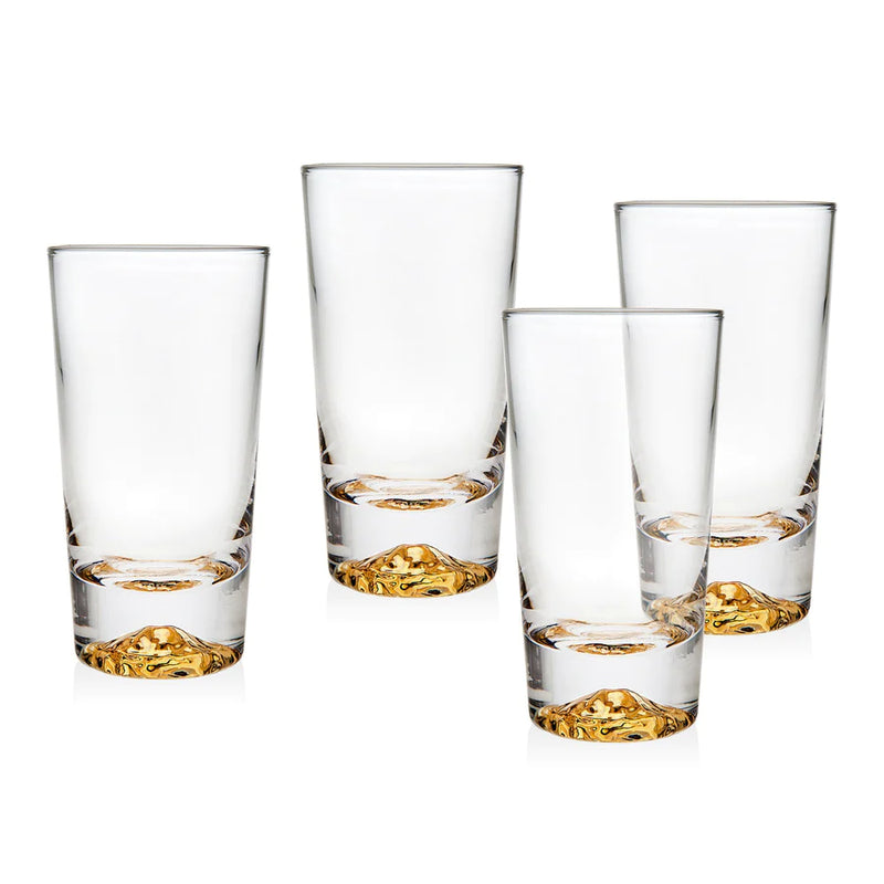 Set of 4 Gold Base Glasses (2 Sizes)
