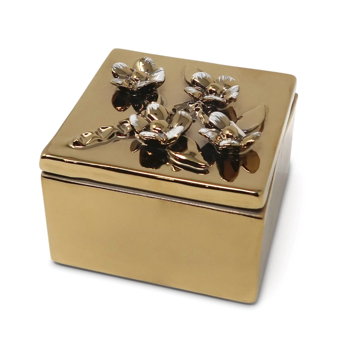 Gold Square Box with White & Gold Floral Design (3 Styles)