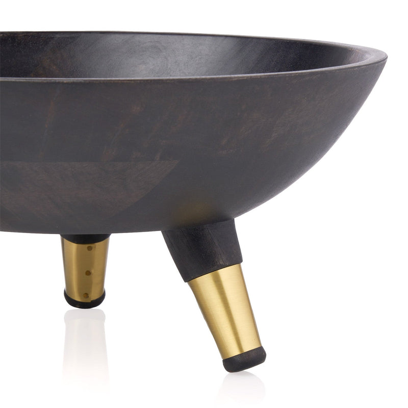 Black with Gold Wood Bowl on Legs