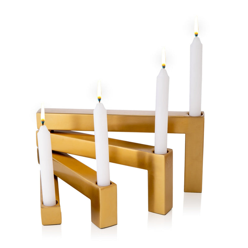 Gold Collapsible 4 Light Candle Holder