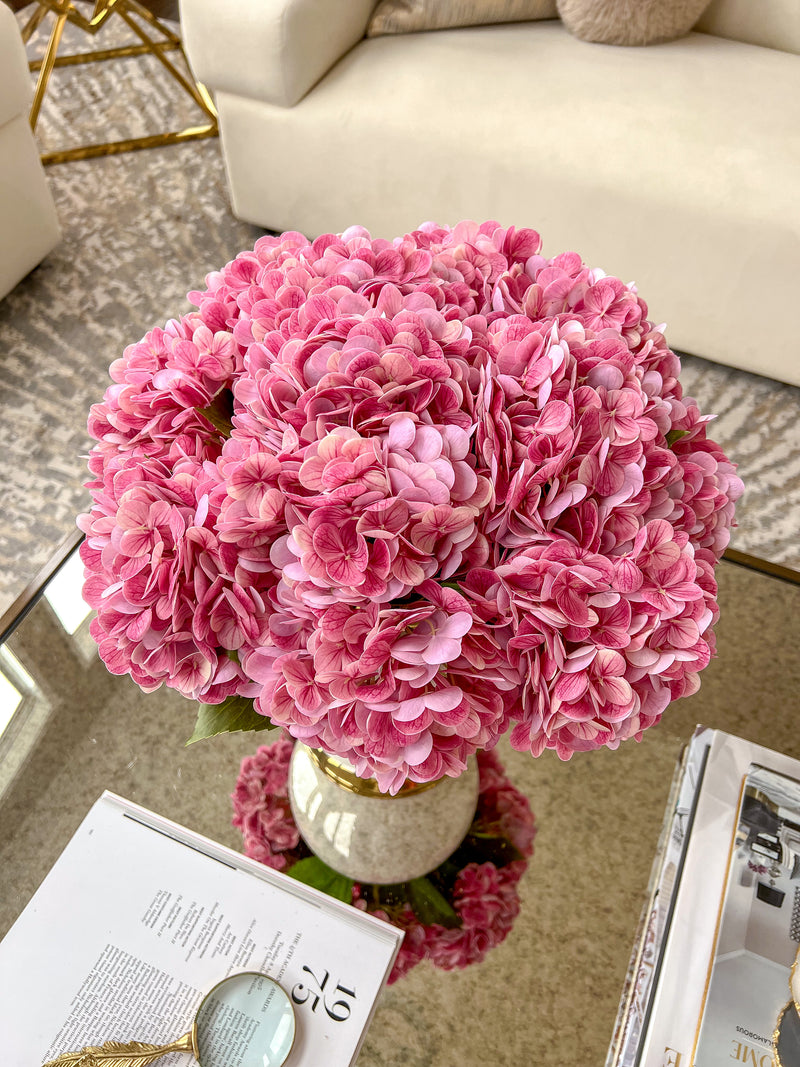 19" Real Touch Pink Hydrangea Stem