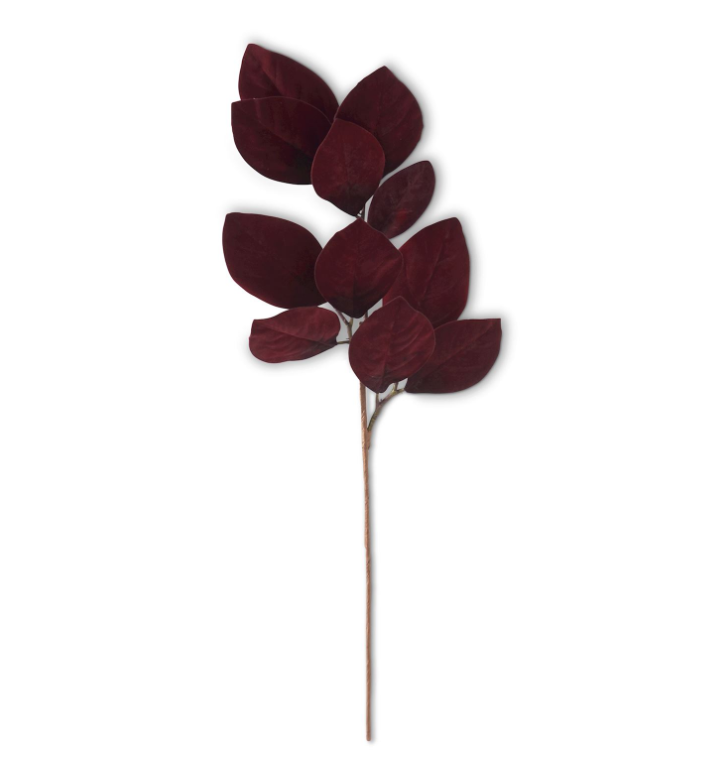 33" Velvet Burgundy Magnolia Leaf Stem