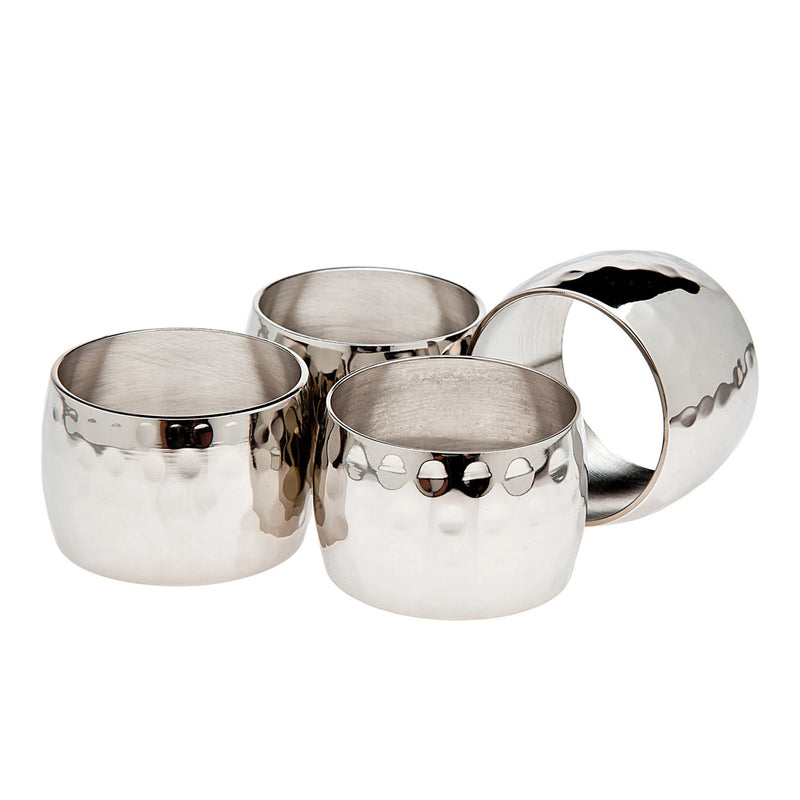 Set of 4 Gold Round Hammered Napkin Rings (2 Colors)