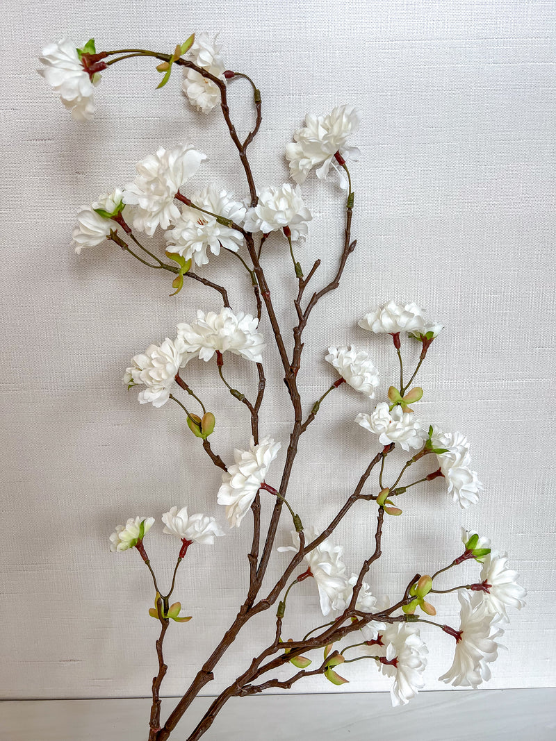 43" Cherry Blossom Stem - White
