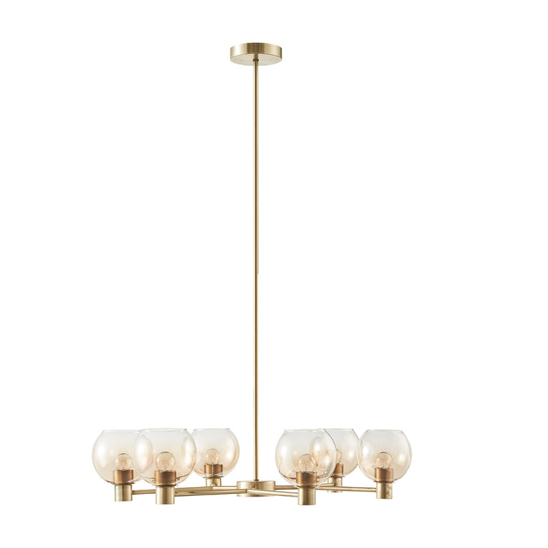 Gold 6-Light Ombre Glass Globe Chandelier