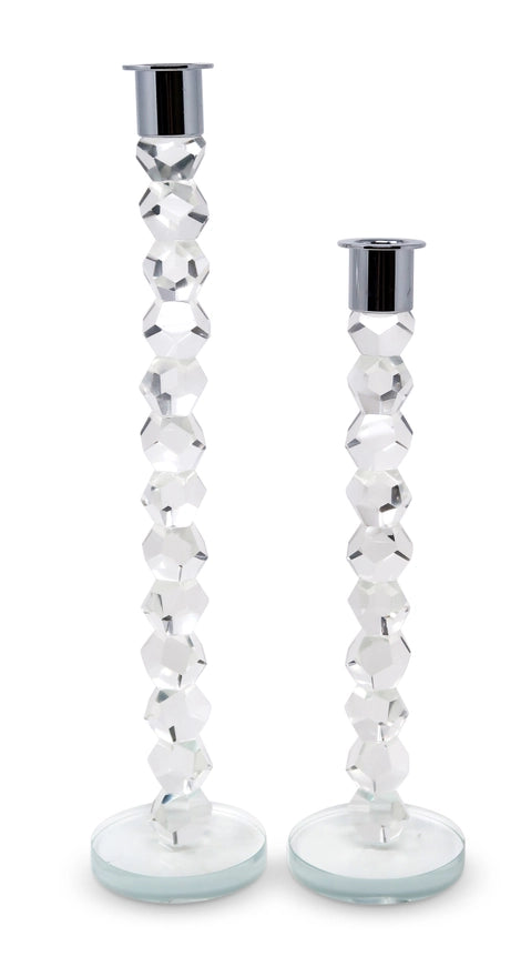 Crystal Dimensional Candlestick with Metal Tip (2 Colors/2 Sizes)