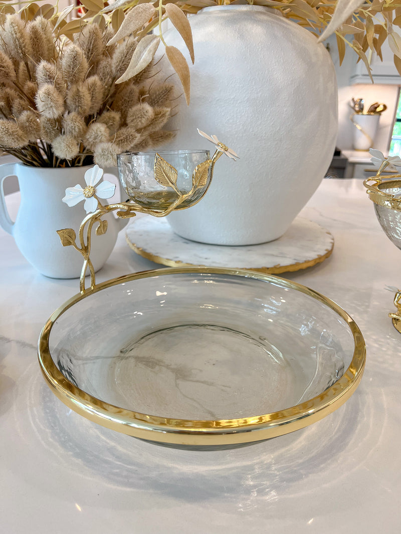 Chip and Dip Bowl from The White Jeweled Flower Collection