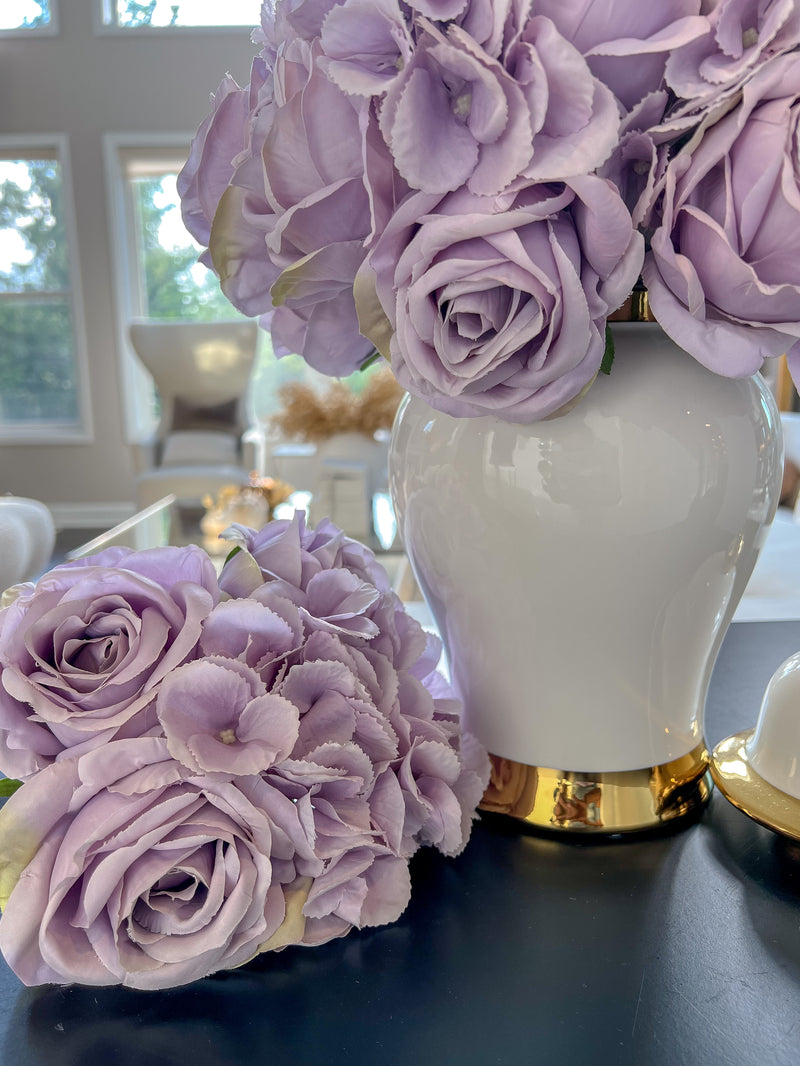12" Lavender Rose/Hydrangea Bouquet