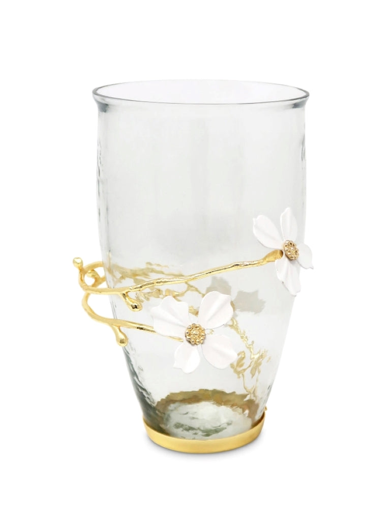 Glass Vase with Gold Design from The White Jeweled Flower Collection