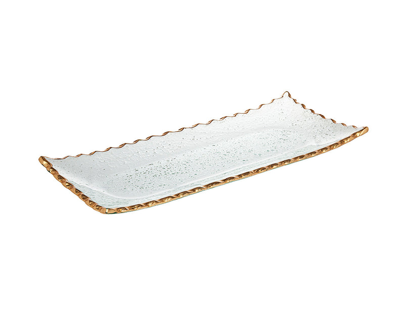 Rectangular Glass Tray with Gold Edge (2 Sizes)