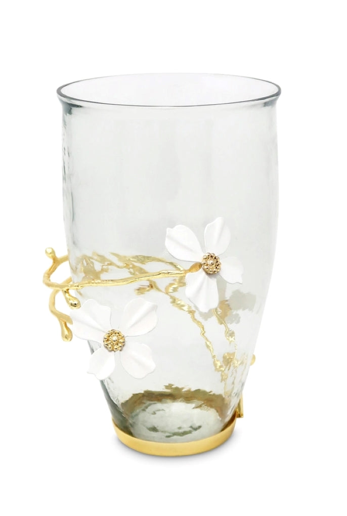 Glass Vase with Gold Design from The White Jeweled Flower Collection