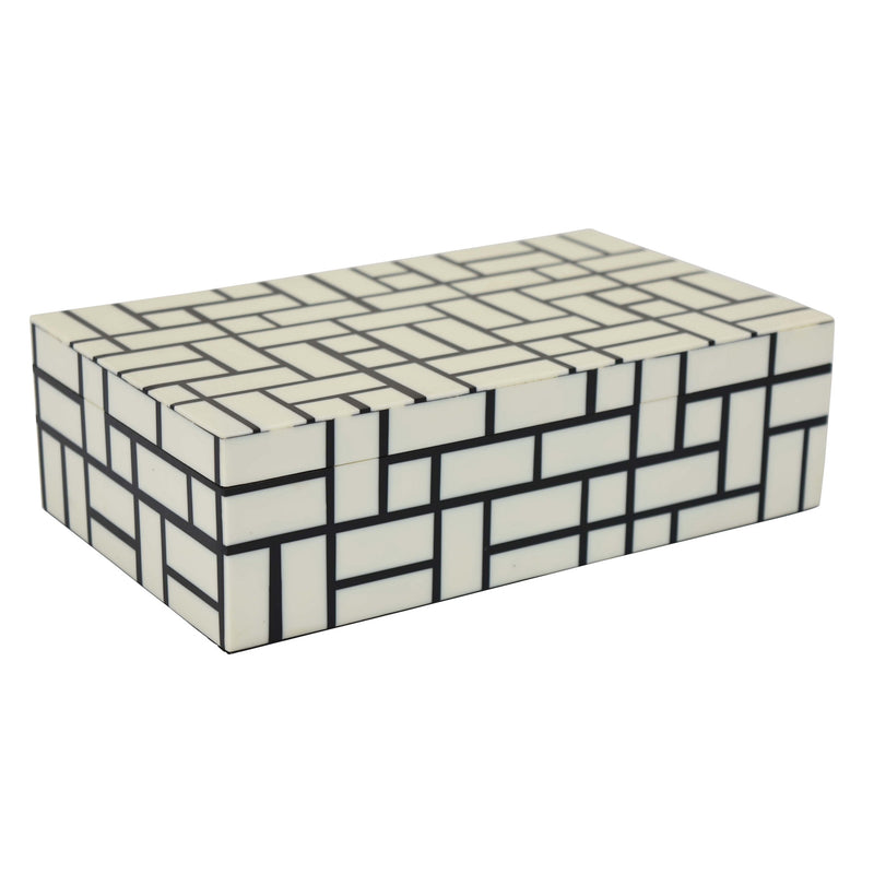 Black & Cream Abstract Lines Decorative Wooden Box (2 Sizes)