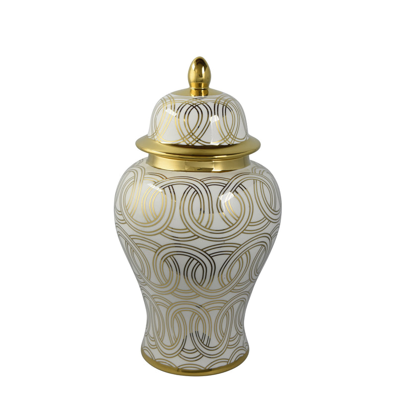 Gold & White Circles Design Ginger Jar (2 Sizes)