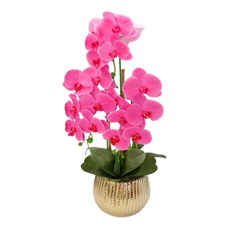 22" Tall Pink Faux Orchid in Gold Pot (2 Styles)