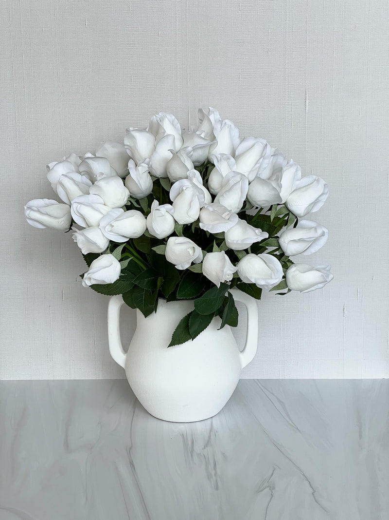 17.5" Real Touch White Rose Bud Bundle
