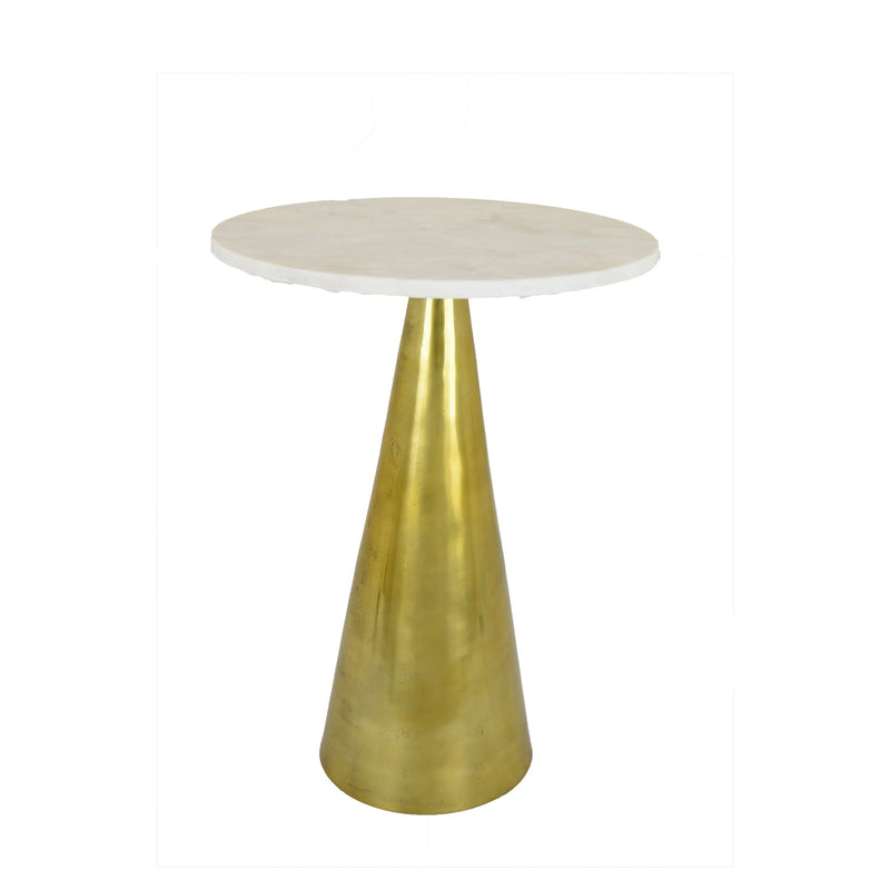 Gold Metal Side Table with White Marble Top