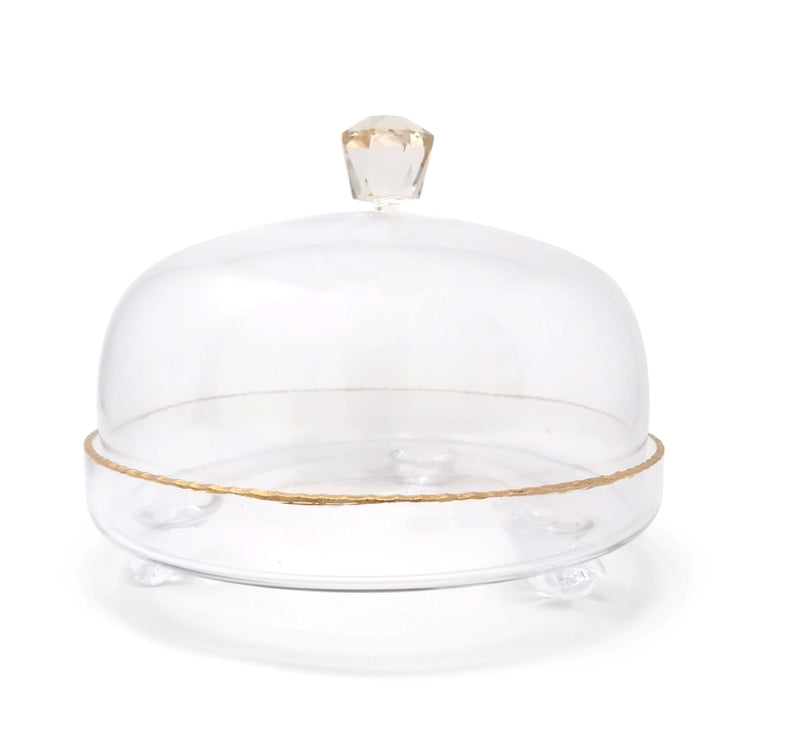 Clear Glass Dome with Amber Crystal Handle