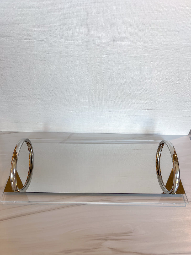 Silver Acrylic Tray with Handles