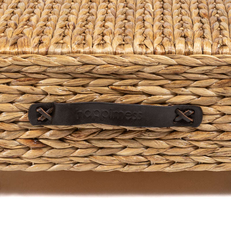 Hand-Woven Hyacinth/Wood Underbed Storage Bin with Wheels and Handles