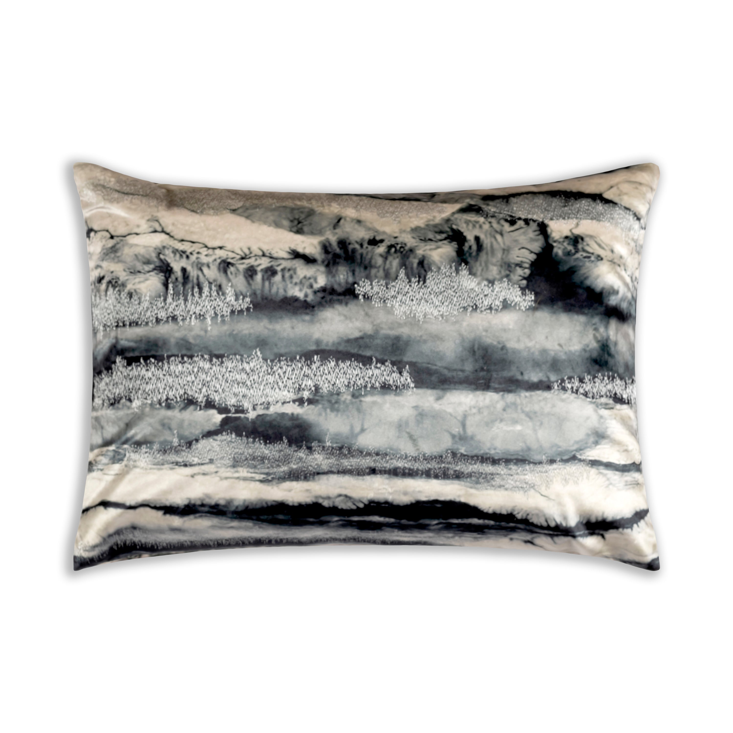 Capri Charcoal Velvet Lumbar Pillow