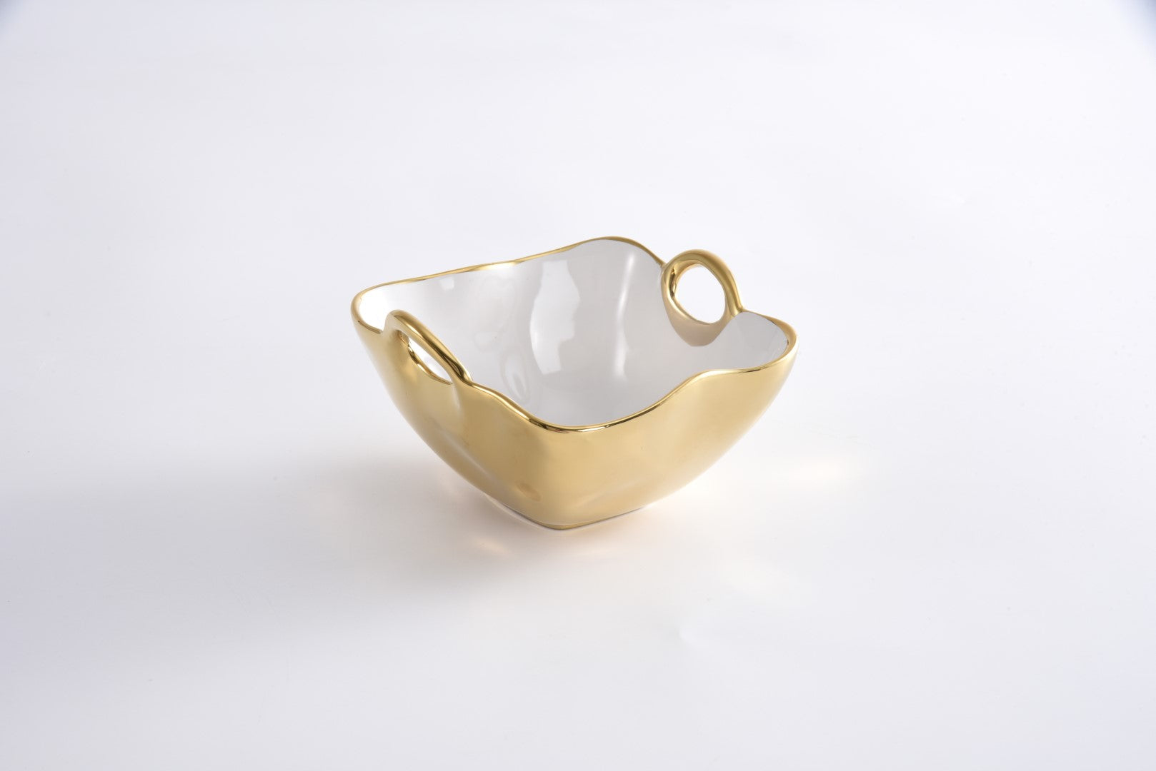 Golden Handles Square Snack Bowl