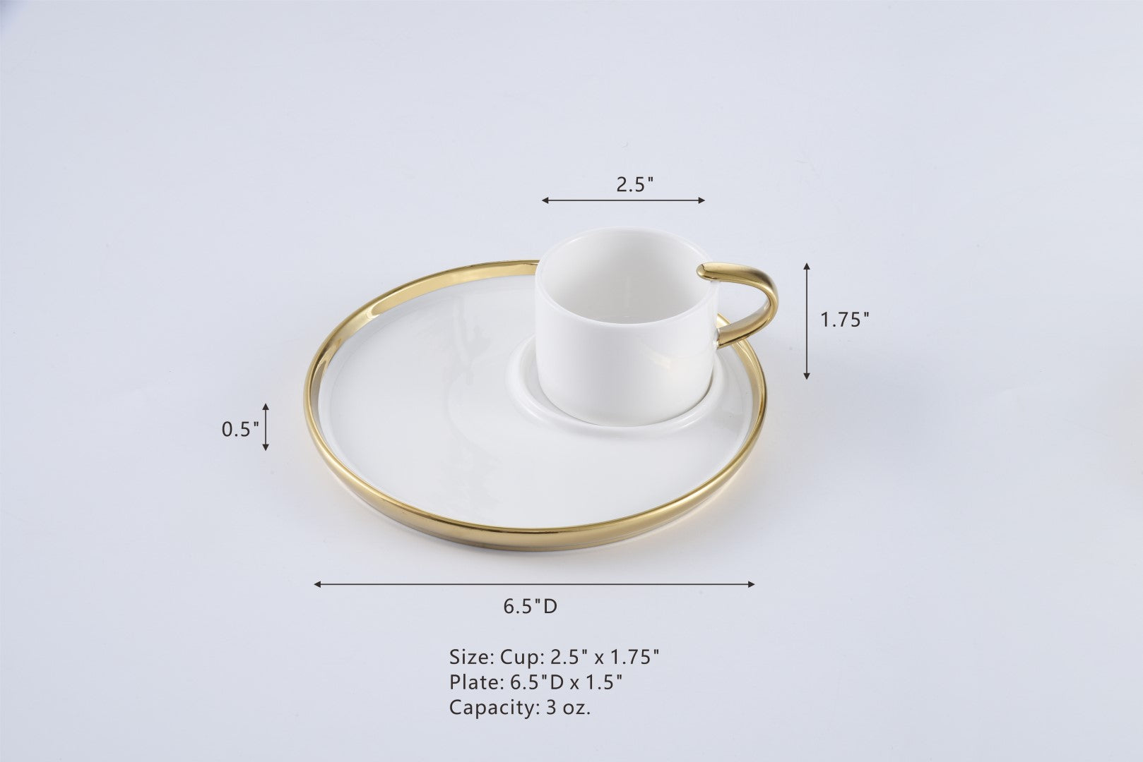 White with Gold Espresso Cup and Plate