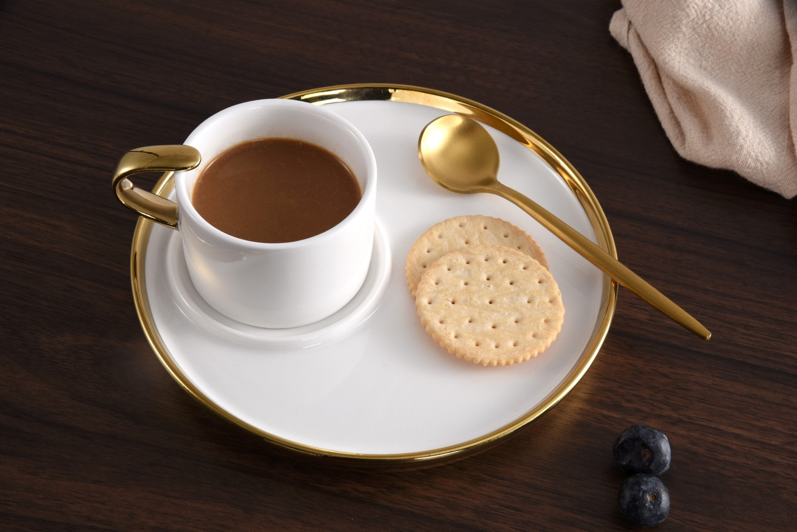 White with Gold Espresso Cup and Plate