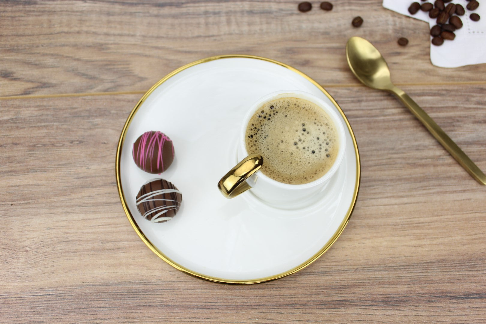 White with Gold Espresso Cup and Plate