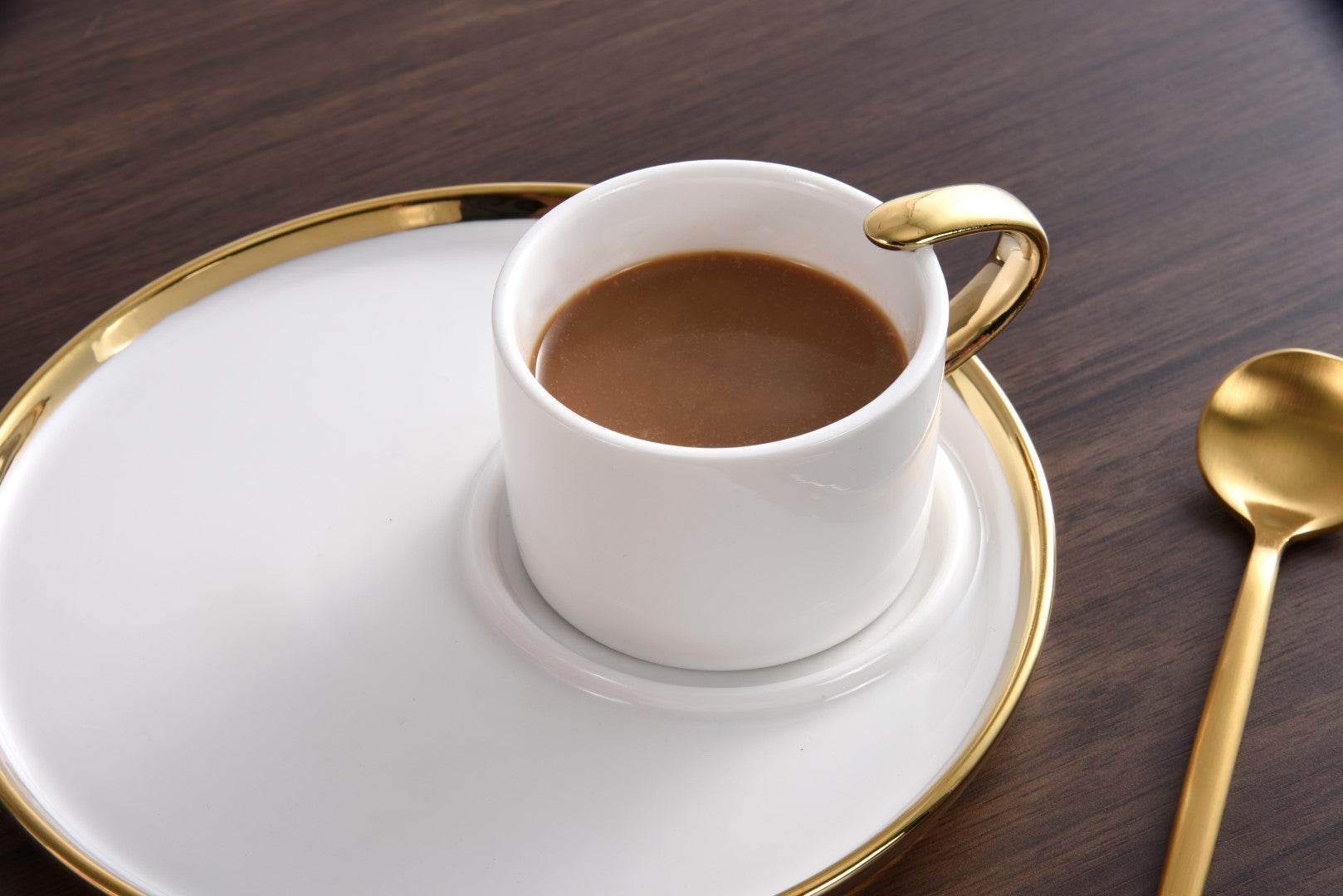 White with Gold Espresso Cup and Plate