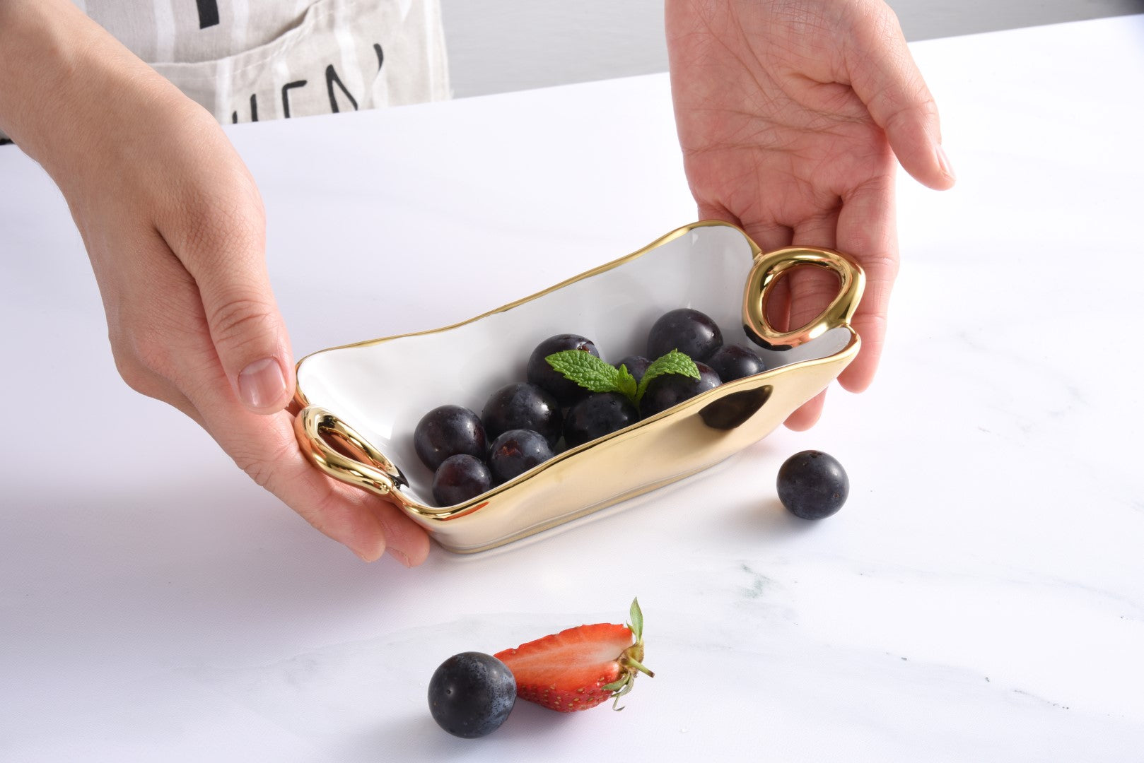 Golden Handles Mini Rectangular Bowl