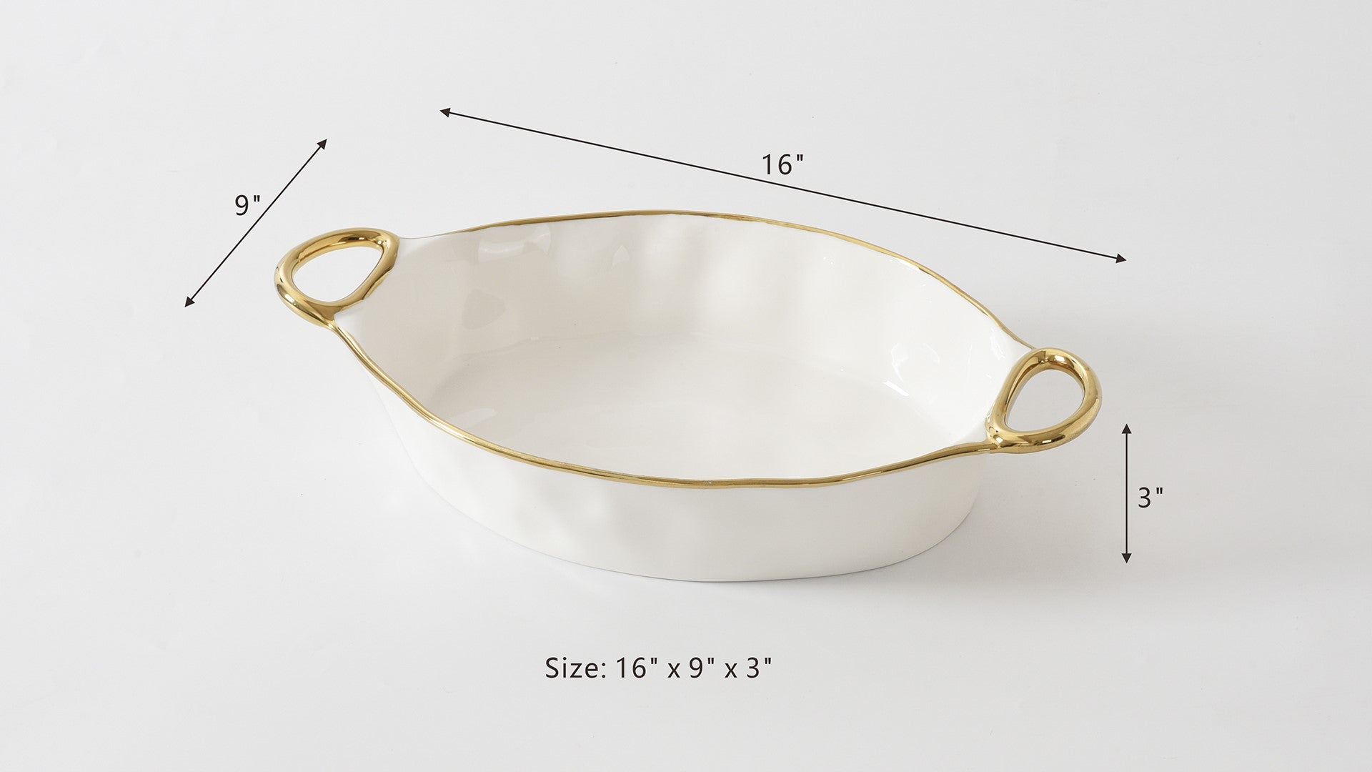 Golden Handles Oval Baking Dish