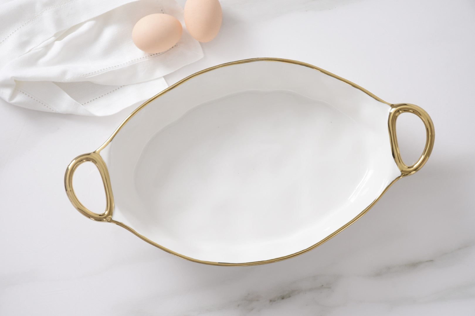 Golden Handles Oval Baking Dish