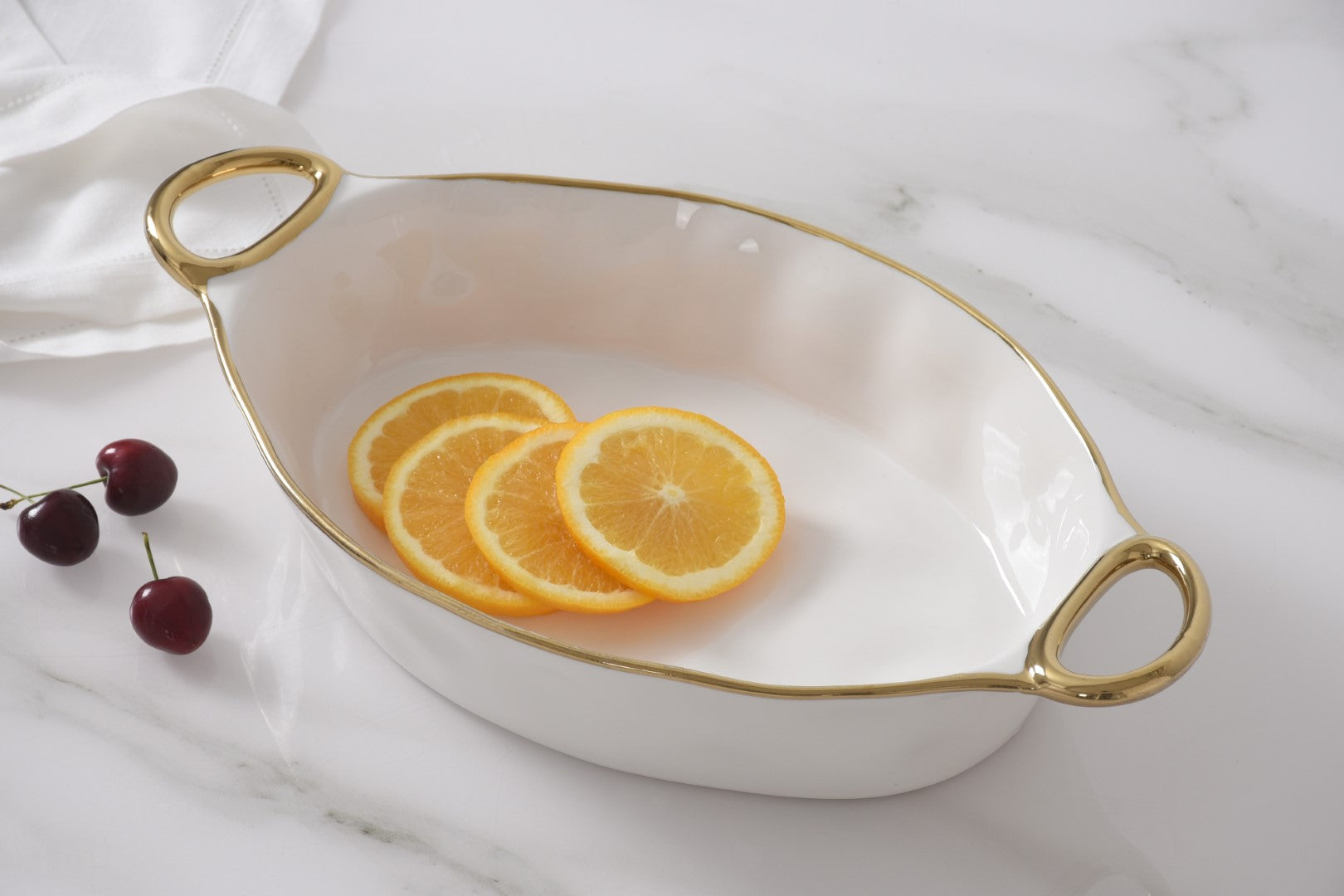 Golden Handles Oval Baking Dish