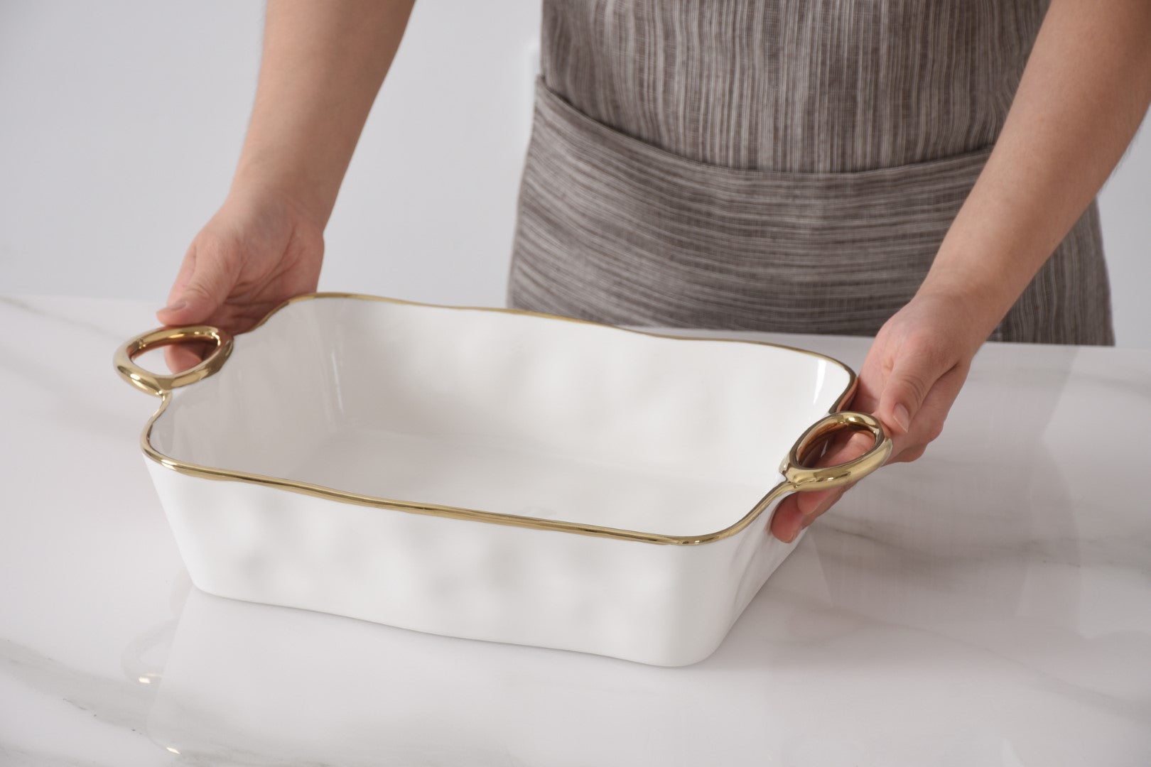 Golden Handles Rectangular Baking Dish