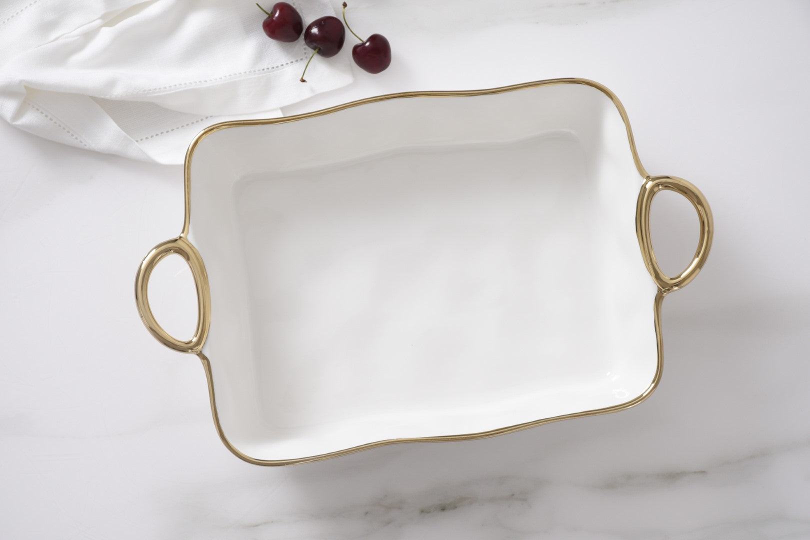 Golden Handles Rectangular Baking Dish