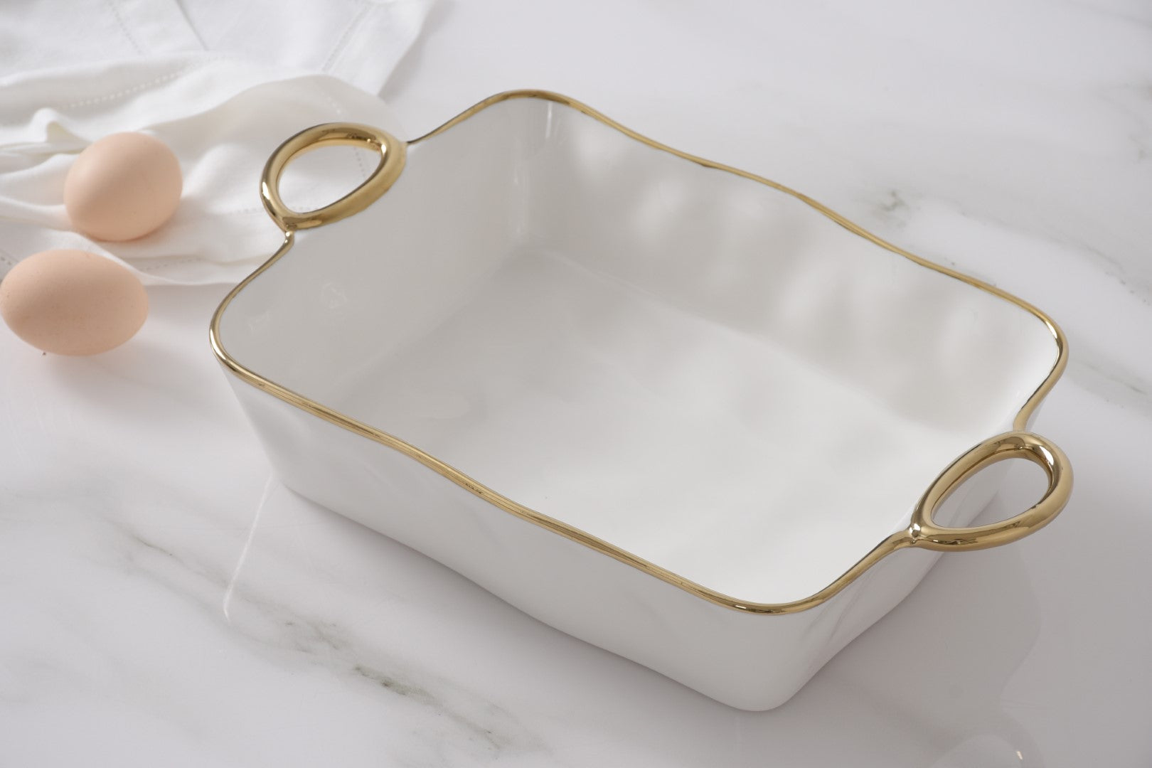 Golden Handles Rectangular Baking Dish