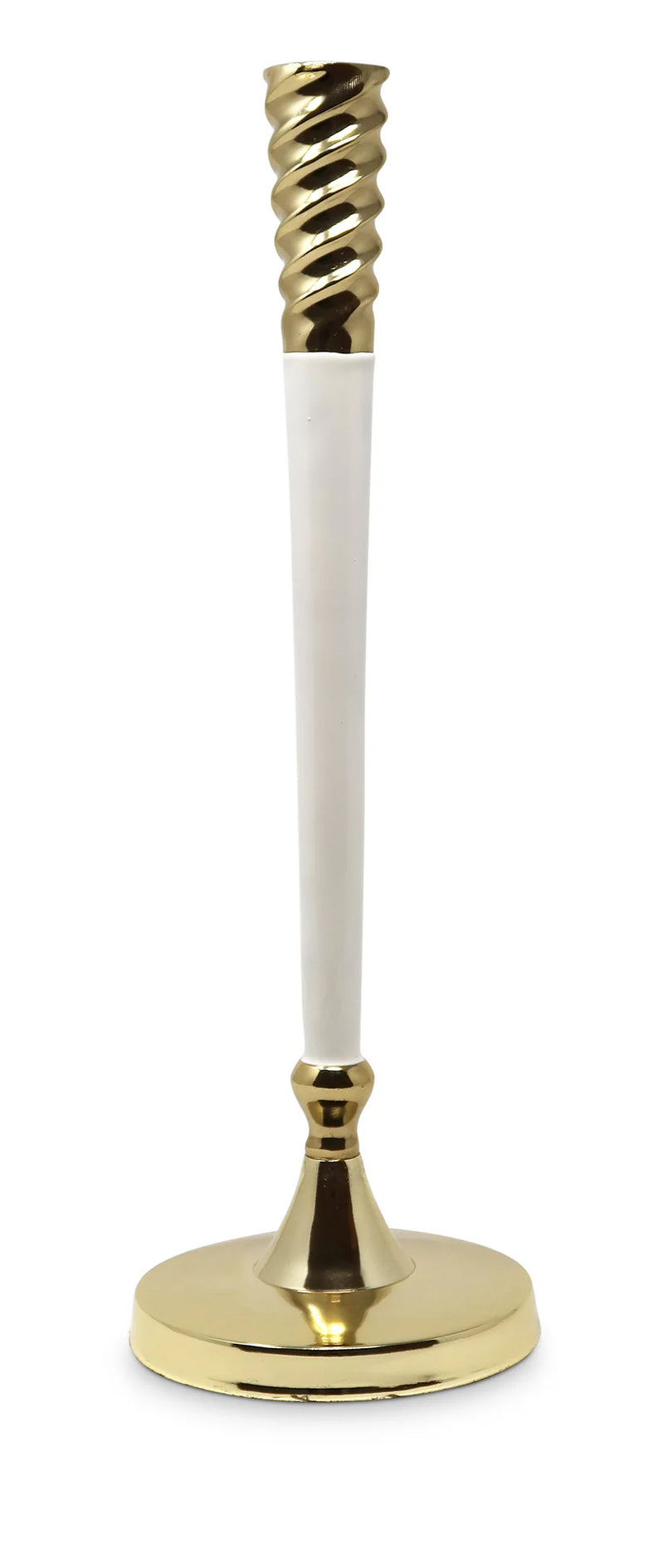 Twisted Gold and White Taper Candle Holder (2 Sizes)