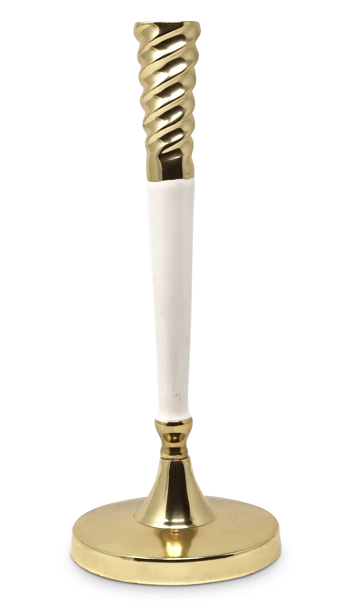 Twisted Gold and White Taper Candle Holder (2 Sizes)