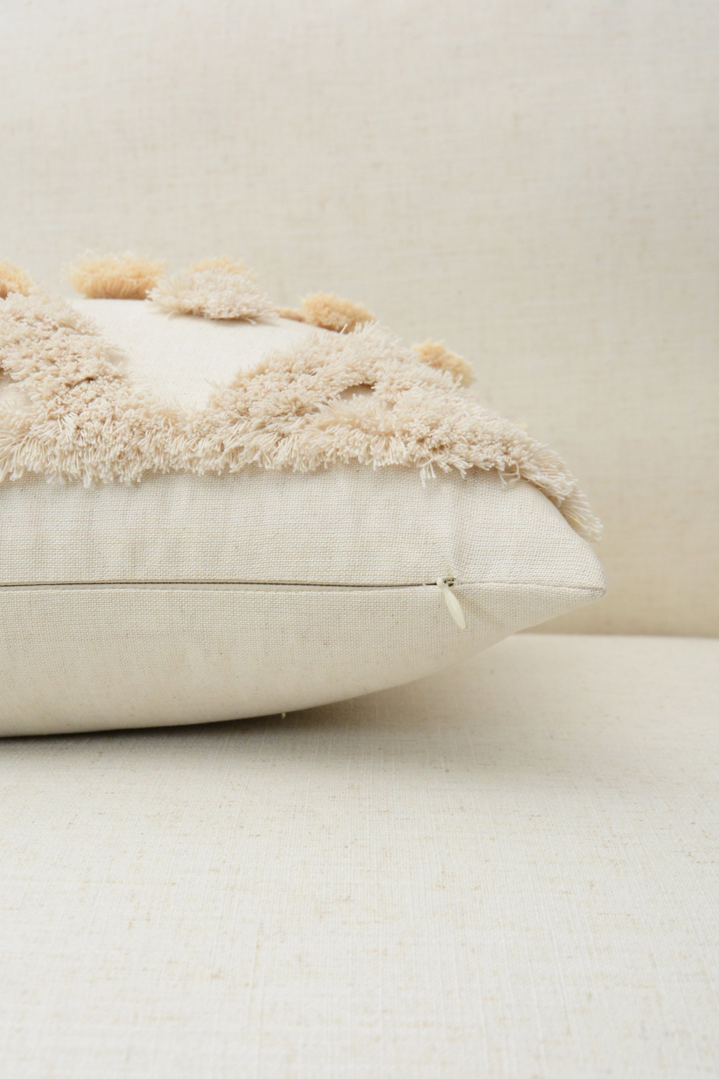 Geometric Natural Tufted Lumbar Pillow