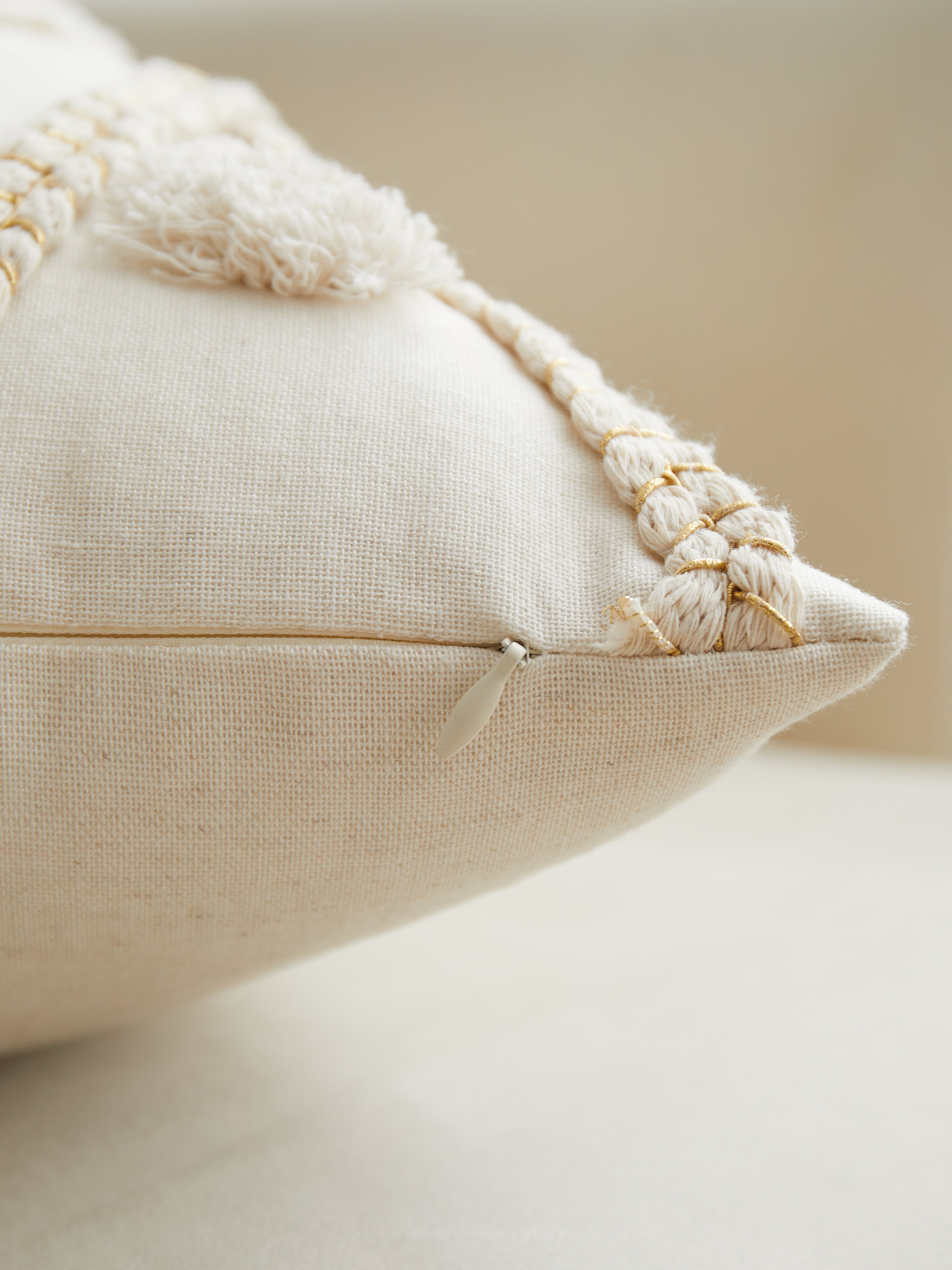 Geometric Tufted Ivory Lumbar Pillow