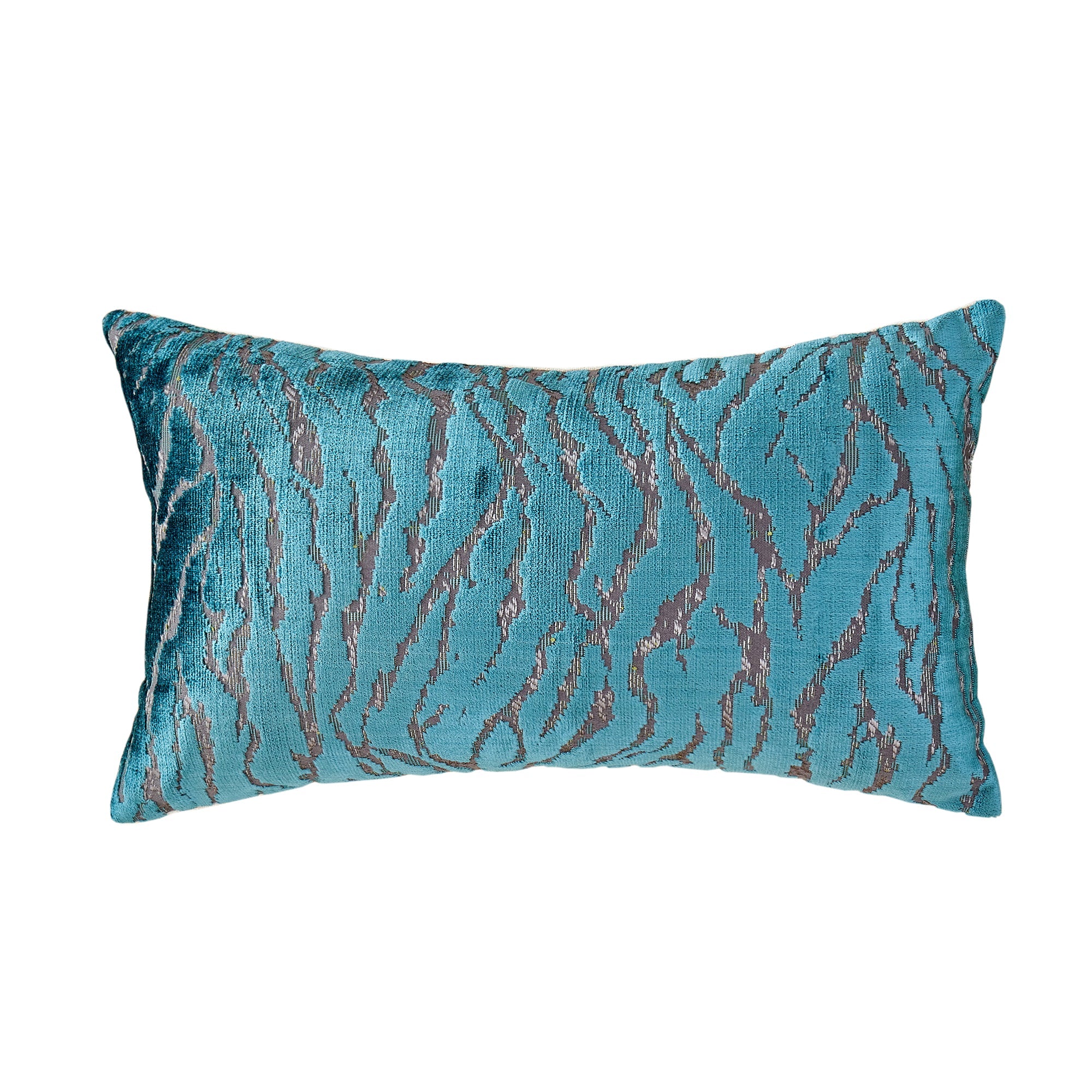 Teal Zebra Pattern Lumbar Pillow