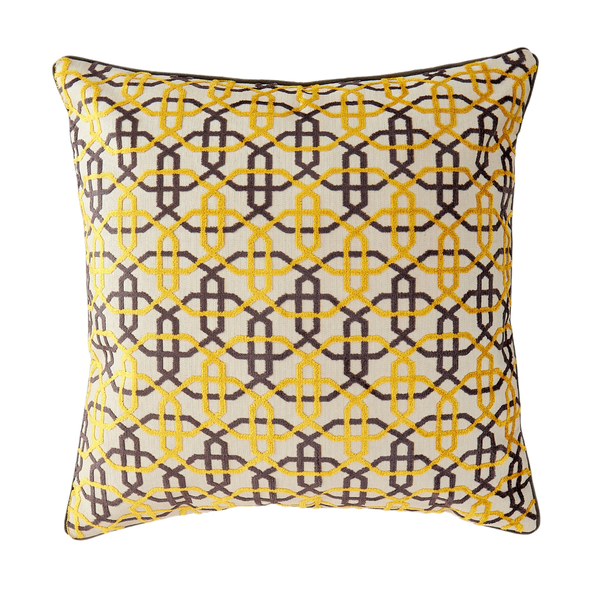 Yellow Hexagon Patterned Pillow