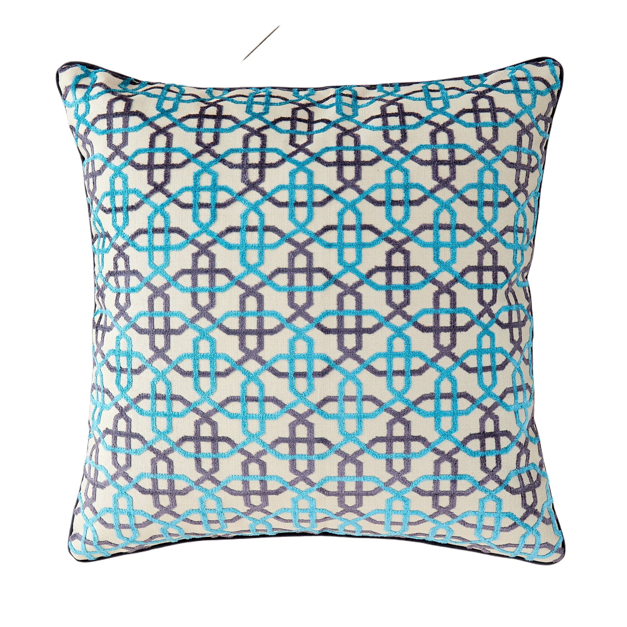 Teal Hexagon Patterned Pillow