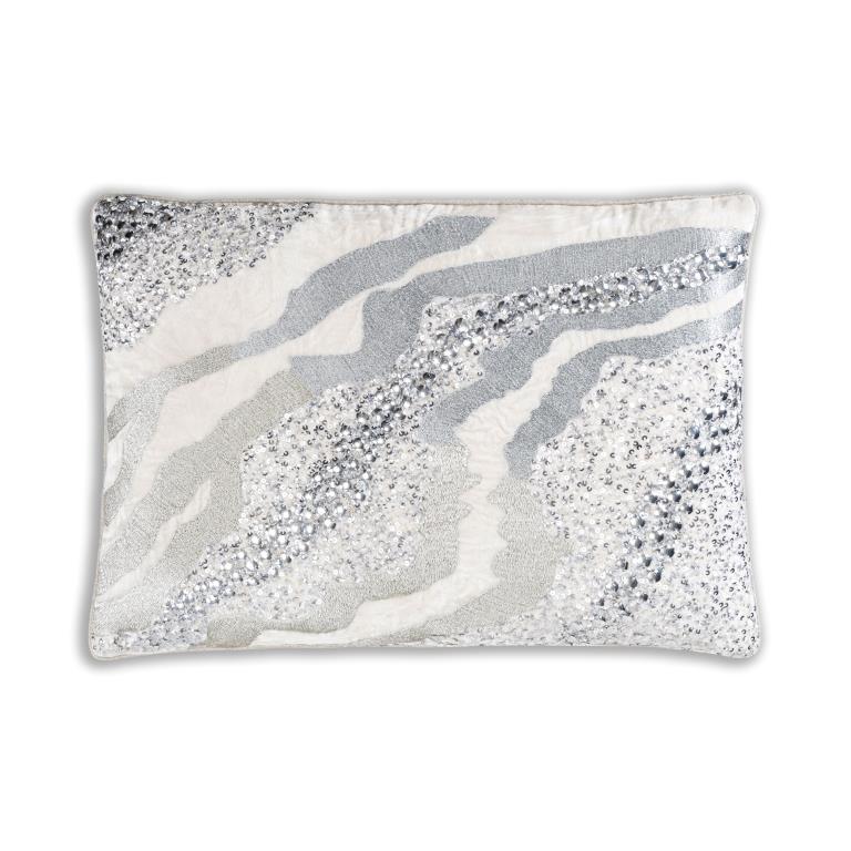 Dawn Silver Velvet Lumbar Pillow