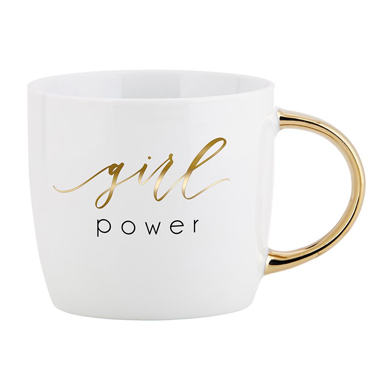 "Girl Power" Coffee Mug with Gold Handle