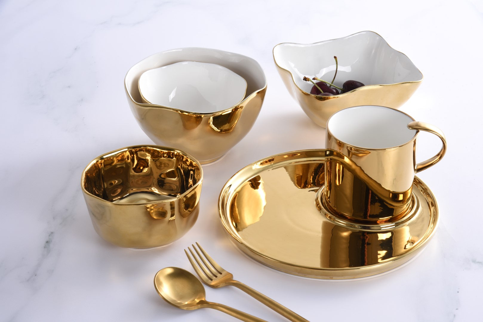 Gold Cappuccino Cup and Plate