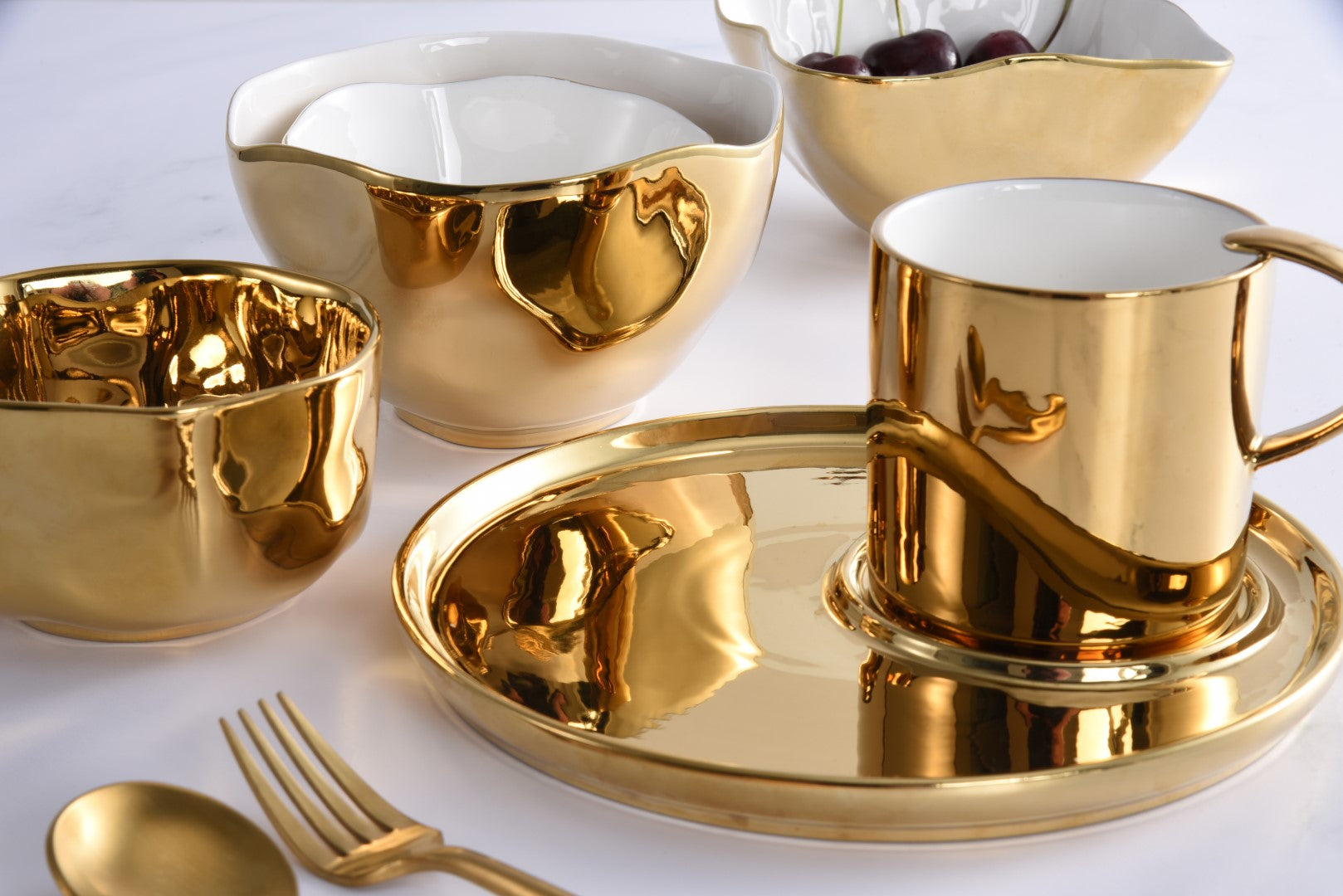 Gold Cappuccino Cup and Plate