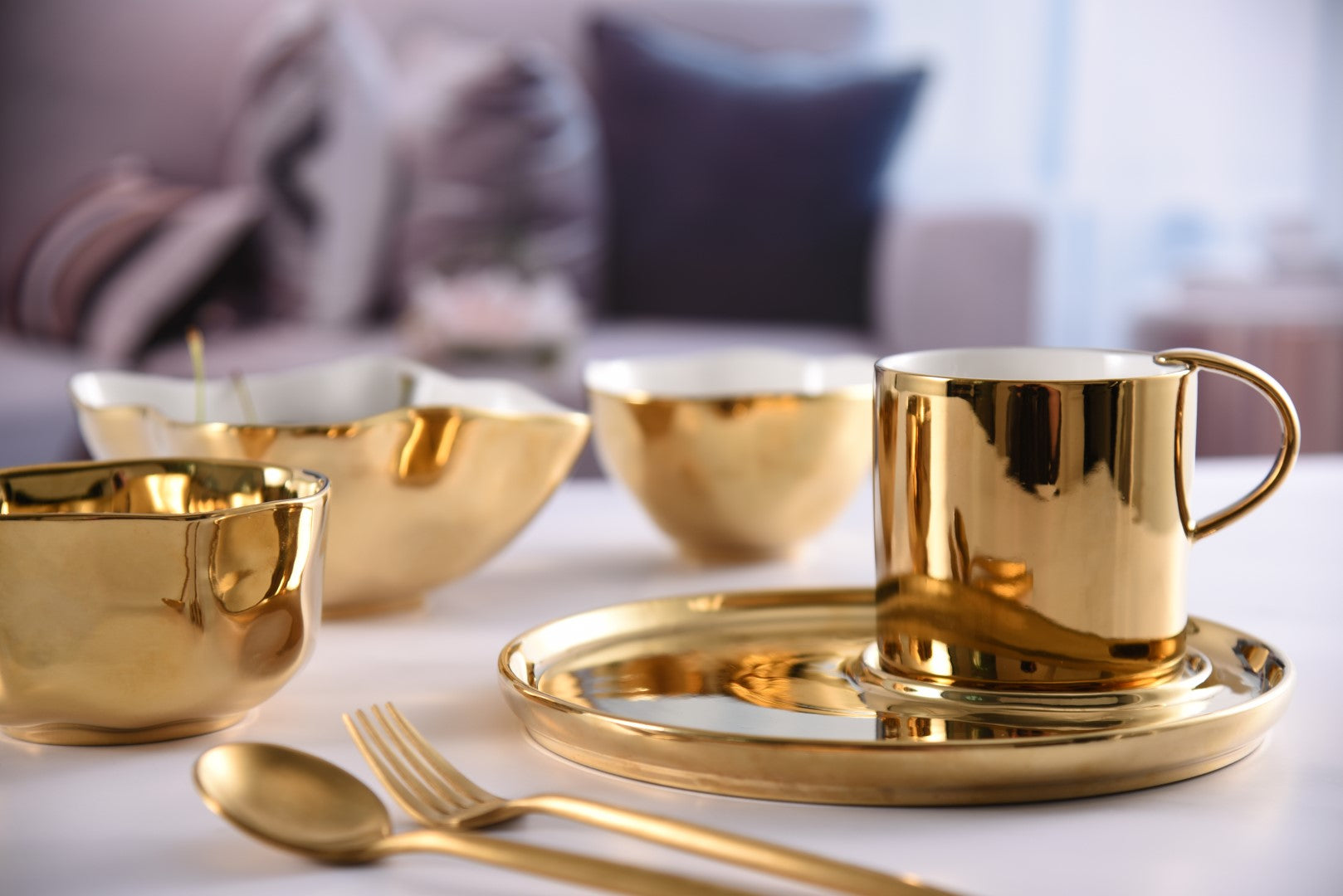 Gold Cappuccino Cup and Plate