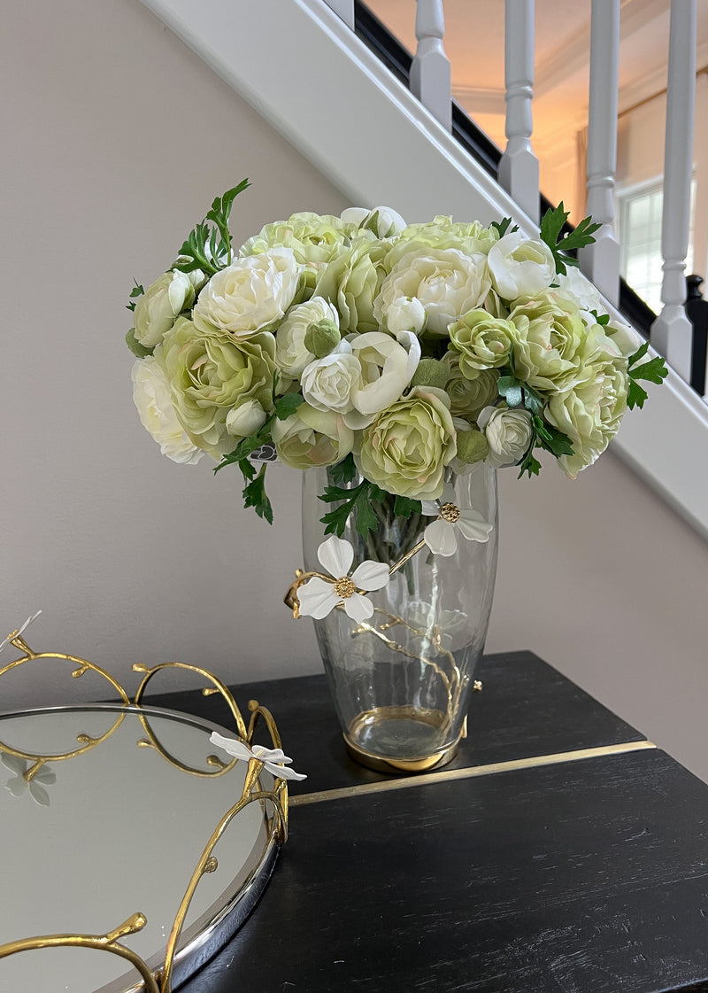 Glass Vase with Gold Design from The White Jeweled Flower Collection